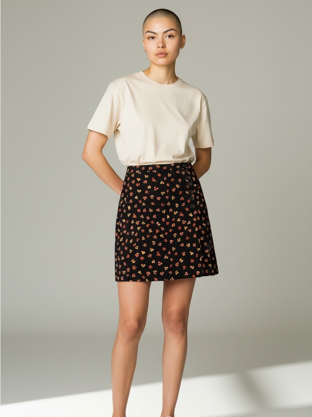 Madewell Floral Mini Skirt Black & Orange Size 10